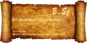 Brabander Szixtusz névjegykártya